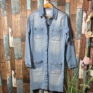 Tinsel small raw hem Denim Longline Jacket